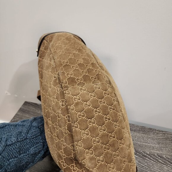 Vintage Gucci Abbey D Ring Suede Shoulder Monogram Tote Bag - Picture 6 of 13